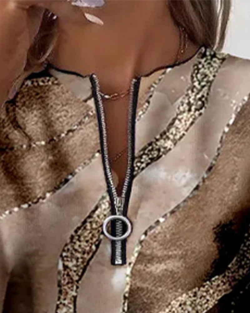 Half-Zip Sweatshirt with Vintage Print