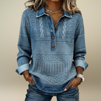 Dolores |Trendy Sweatshirt with Half Button and Collar